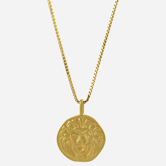Gold plated chain with lion pendant
